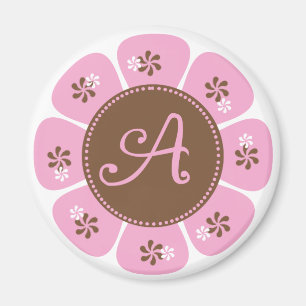 Brun och rosa Monogram A Magnet