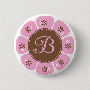 Brun och rosa Monogram B Knapp