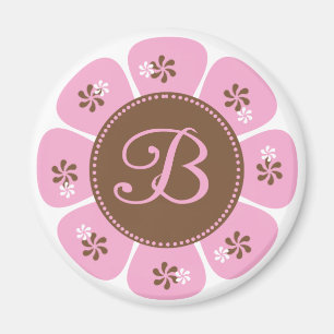 Brun och rosa Monogram B Magnet