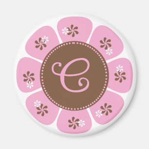 Brun och rosa Monogram C Magnet