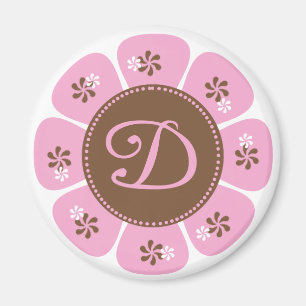 Brun och rosa Monogram D Magnet