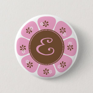 Brun och rosa Monogram E Knapp
