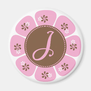Brun och rosa Monogram J Magnet