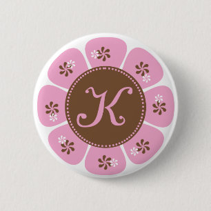 Brun och rosa Monogram K Knapp