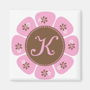 Brun och rosa Monogram K Magnet