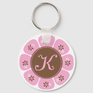 Brun och rosa Monogram K Nyckelring