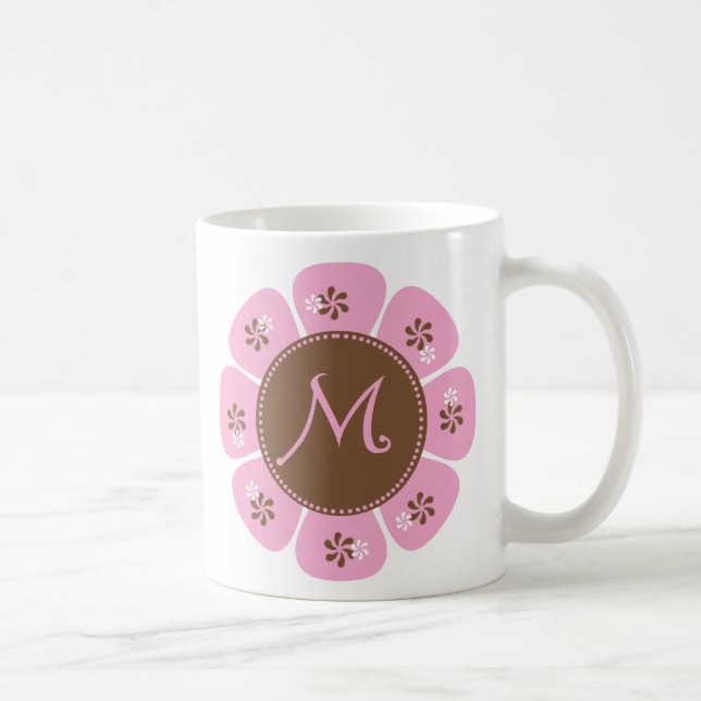 Brun och rosa Monogram M Kaffemugg (Höger)