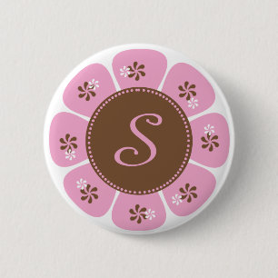 Brun och rosa Monogram S Knapp