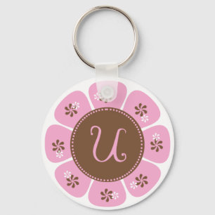 Brun och rosa Monogram U Nyckelring
