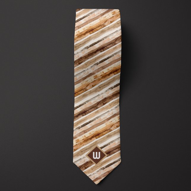 Brun och sand akvarellrandig slips (Skapare uppladdad)