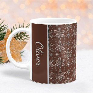 Brun och Silver Snöflingor jul Mugg