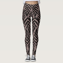 Brun och svart abstrakt safari-djurtryckleggings