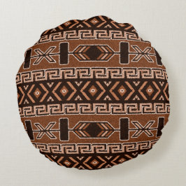 Brun och svart aztec Mönster Southwest Design Rund Kudde