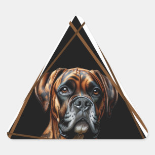 Brun och svart brindle boxer labrador hund triangelformat klistermärke