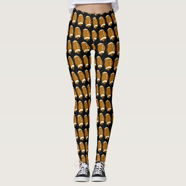 Brun och svart fotboll Sports Leggings (Framsida)
