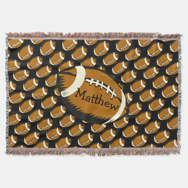 Brun och svart fotboll Sports Throw Blanket Filt (Framsidan)