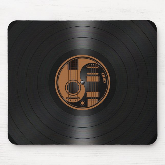 Brun och svart grafisk Yin Yang gitarrvinyl Musmatta (Framsidan)