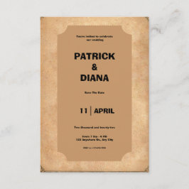 Brun och svart Retro Vintage bröllop-inbjudan Tilläggskort