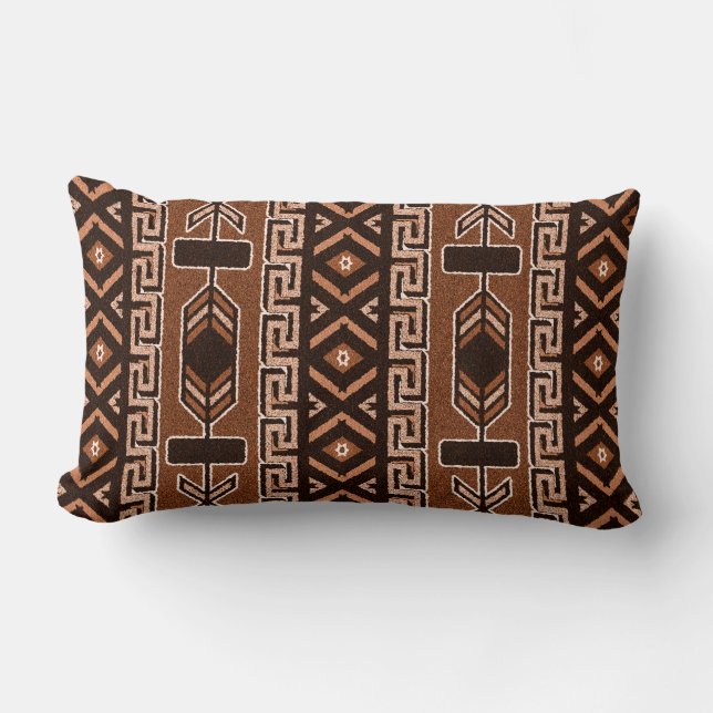 Brun och svart sydvästra stammen Aztec Mönster Lumbarkudde (Framsida)