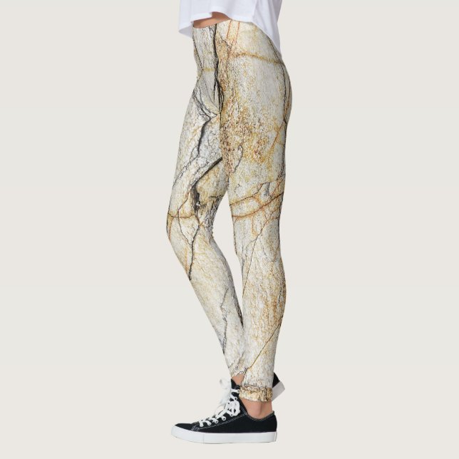 Brun och svart texturerad marmorerad sten  leggings (Vänster)