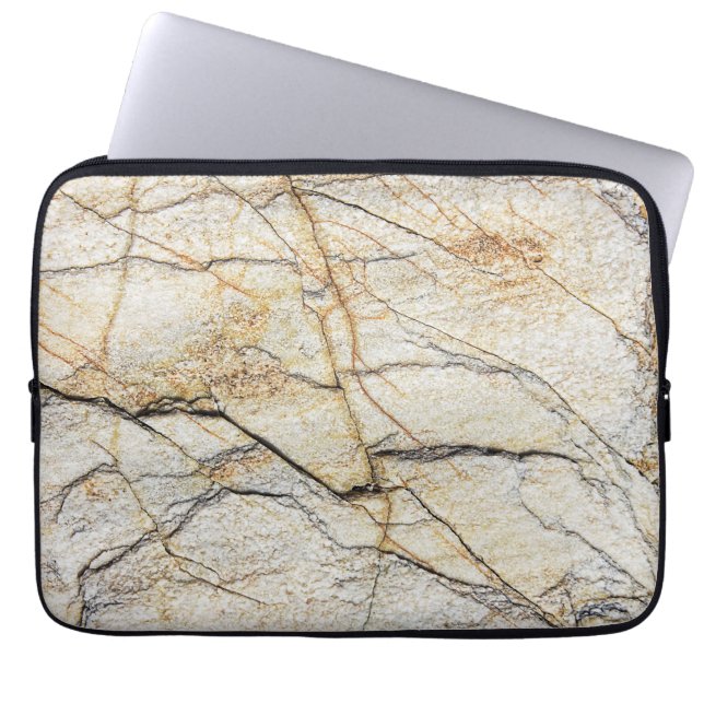 Brun och svart texturerad marmorstenslook  laptop fodral (Framsidan)