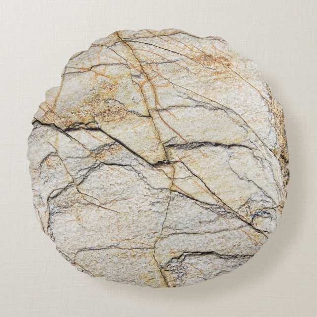 Brun och svart texturerad marmorstenslook  rund kudde (Framsidan)