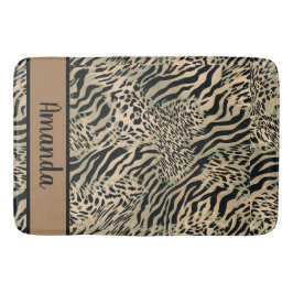 Brun och svart tiger och zebra tryck badrumsmatta