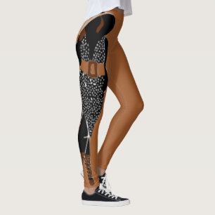 Brun och svart tjock Chic i en Sol-klänning Leggings