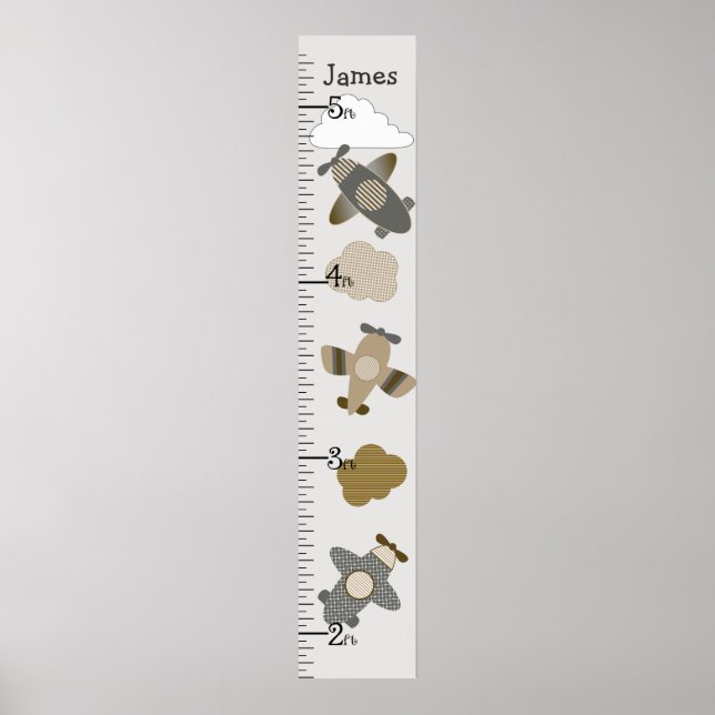 Brun och Tan Aircraft Growth Chart Behålla 8 x 44! Poster (Framsidan)