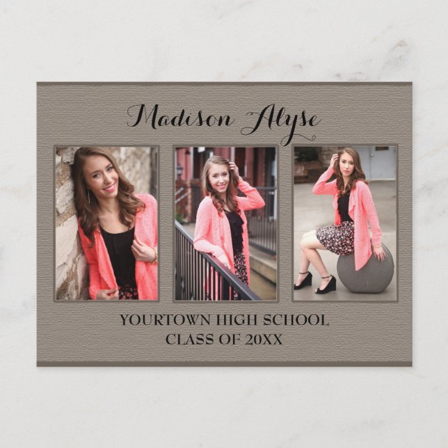 Brun och Tan Tre Foto Examen Postkort Vykort (Framsida)