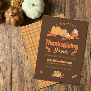 Brun och Thanksgiving - middagsinbjudningar Inbjudningar