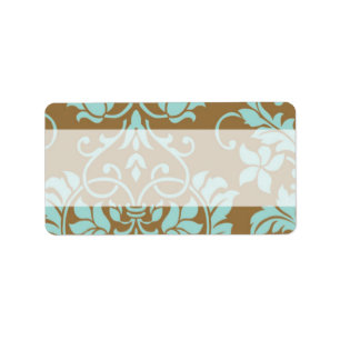 Brun- och Tiffany Damask-adressetikett Adressetikett