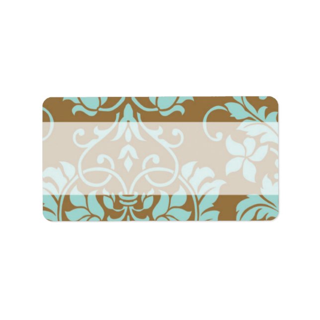 Brun- och Tiffany Damask-adressetikett Adressetikett (Framsidan)