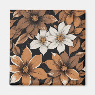 Brun och vit blomma Mönster Magnet