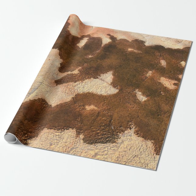 Brun och vit blommigt presentpapper (Utrullad)