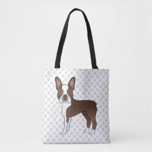 Brun och vit Boston Terrier seriehund & tassar Tygkasse