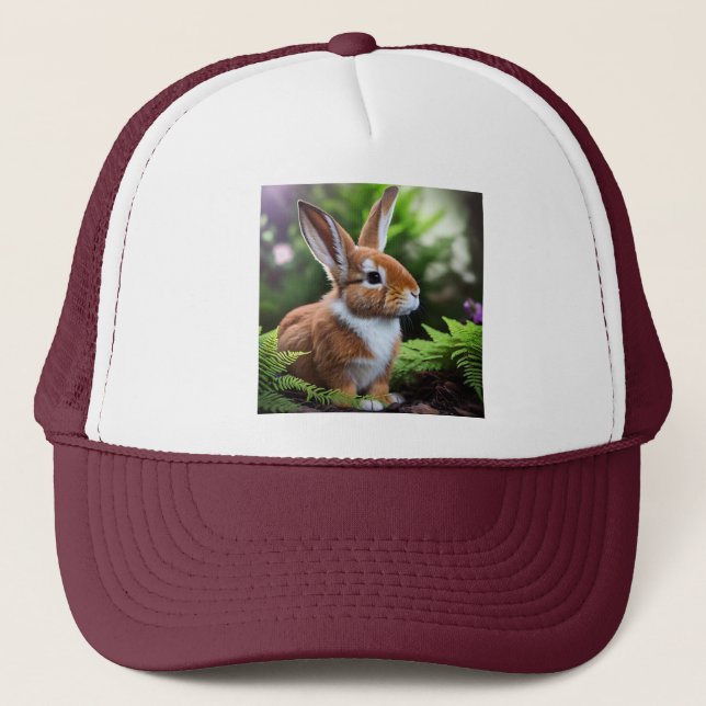 Brun och vit bunny, lastbilschaufförer som keps (Framsida)