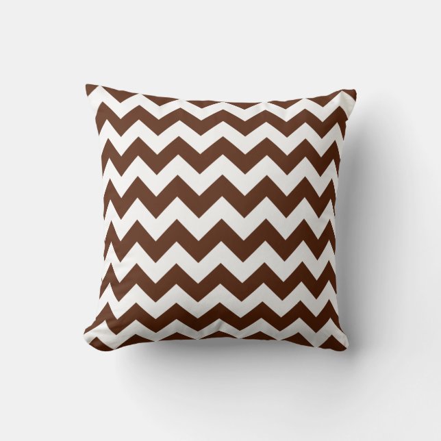 Brun och vit Chevron Kudde (Framsida)