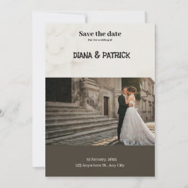 Brun och vit enkel Spara datumet Inbjudningar