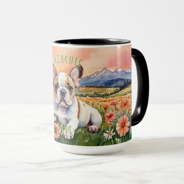 Brun och vit frenchie: God morgon. Kaffemugg (Framsida höger)