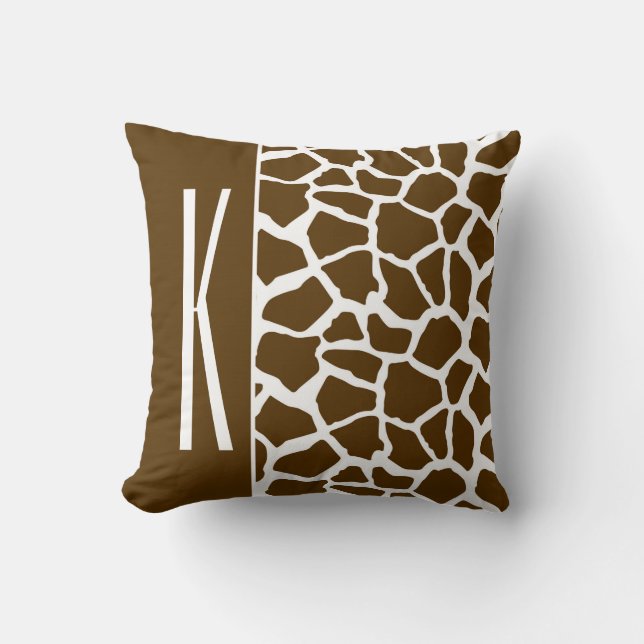 Brun och vit Giraffe Animal Print Kudde (Framsida)
