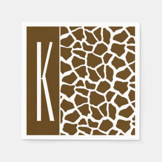 Brun och vit Giraffe Animal Print Pappersservett