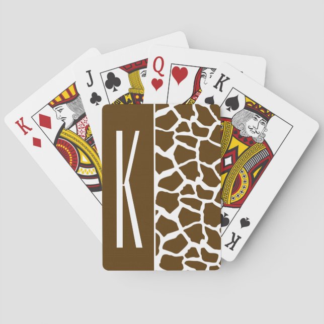Brun och vit Giraffe Animal Print Spelkort (Baksidan)