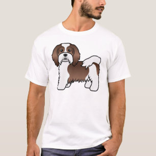 Brun och vit Havanese söt tecknad hund T Shirt