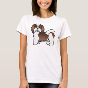 Brun och vit Havanesiskt sött tecknat hund T Shirt