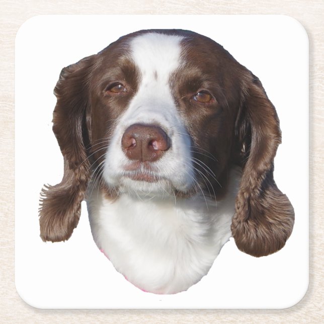 Brun och vit Hund papper underlägg Kvadrat (Framsidan)