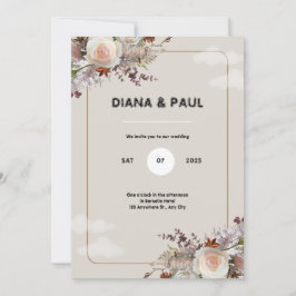 Brun och vit inbjudan till Rustic Bröllopsfest