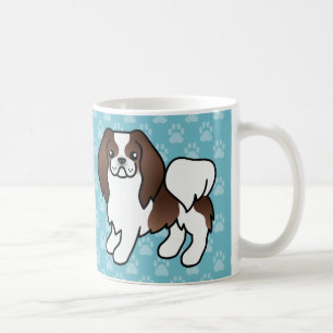 Brun Och Vit Japansk Chin Serieteckning Hund Kaffemugg