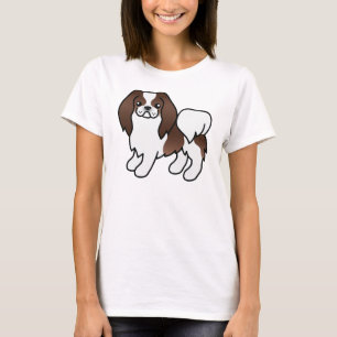Brun och vit japansk chin sötnos kartong hund t shirt