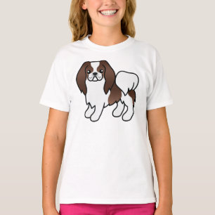 Brun och vit japansk chin sötnos kartong hund t shirt